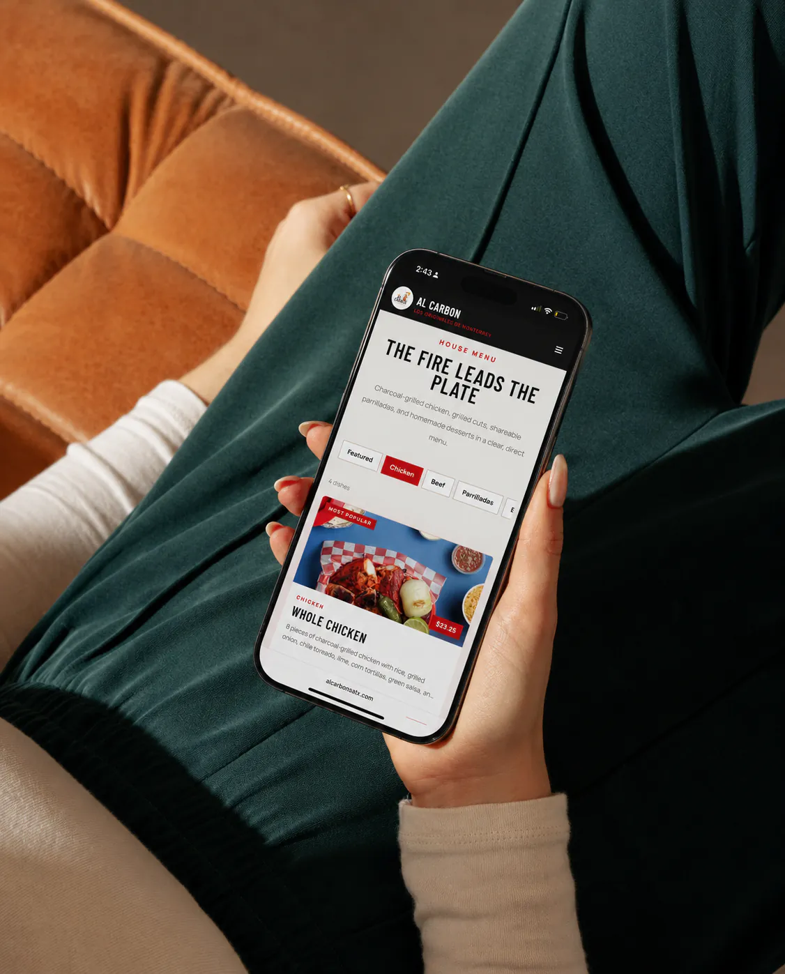 Al Carbon digital menu on a phone