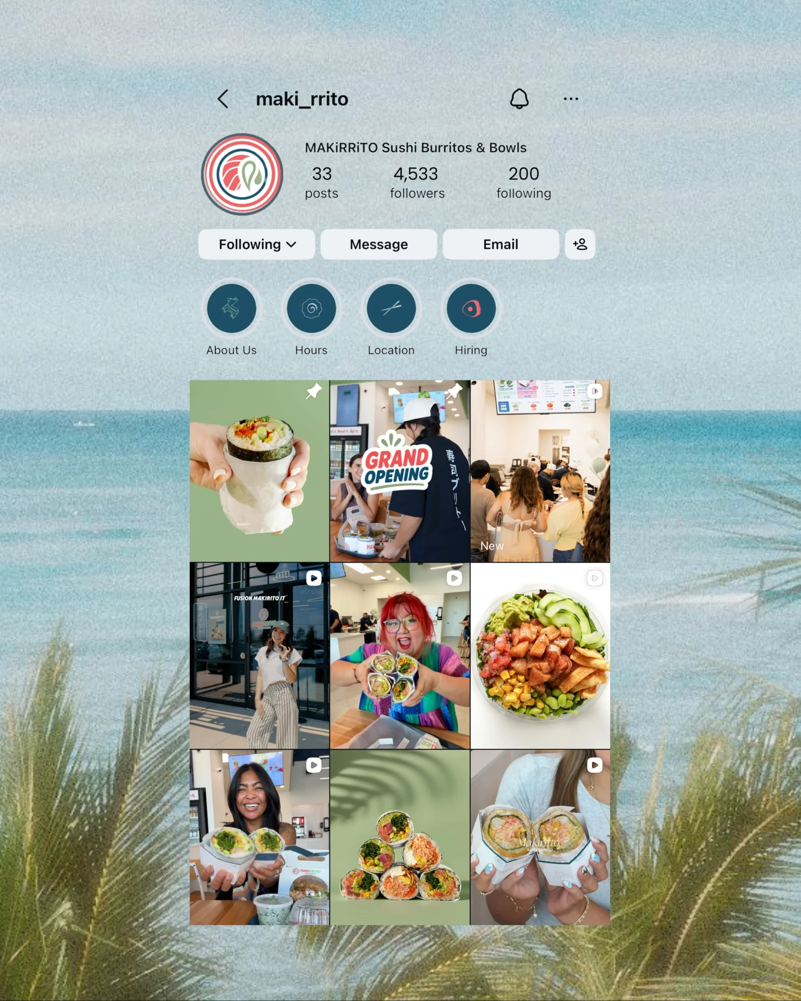 Makirrito Instagram profile and content grid